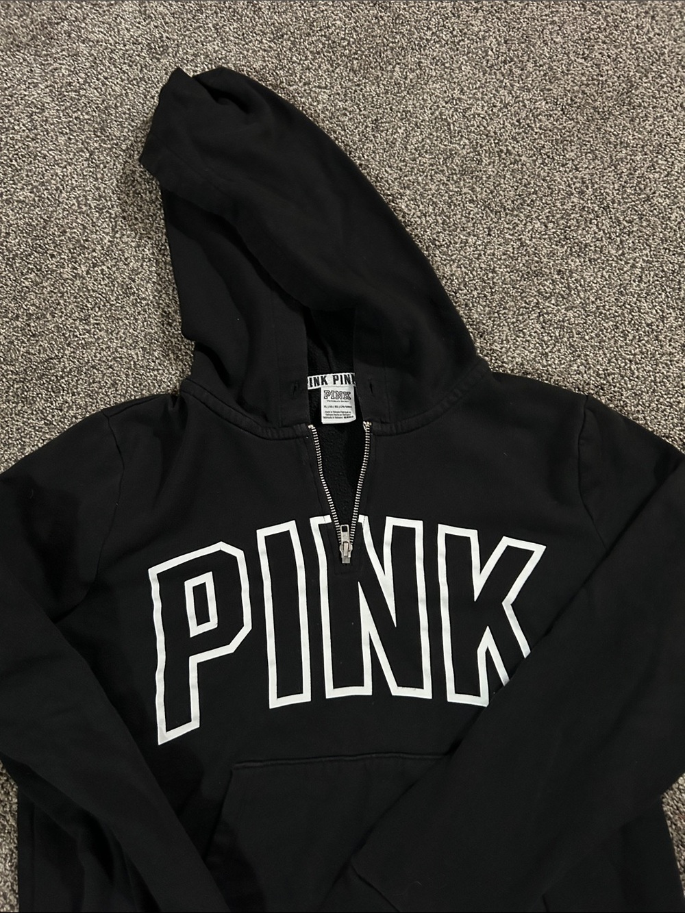 PINK Victoria's Secret Black Hoodie with White Logo